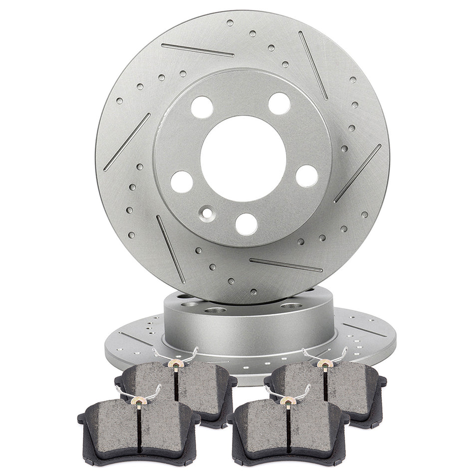 Ceramic Brake Pads And Rotors For Volkswagen 98-10 Beetle 99-05 Jetta Rear