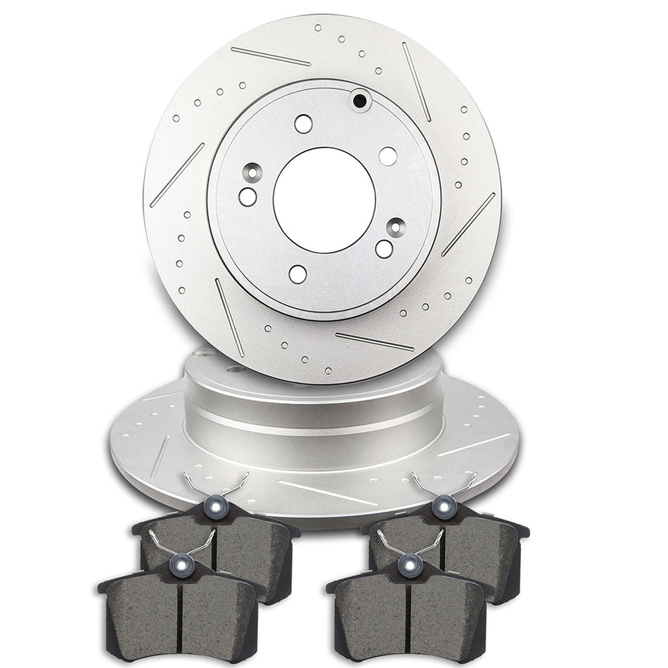 Rear 258.8mm Brake Rotors Ceramic Pads For 10-14 Hyundai Sonata 11-15 Kia Optima