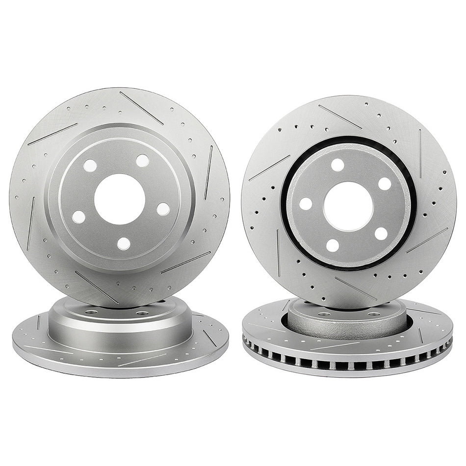 Front and Rear 5 Lug Brake Rotors For 04 06-07 Mercedes-Benz C230 03-05 Mercedes-Benz C320
