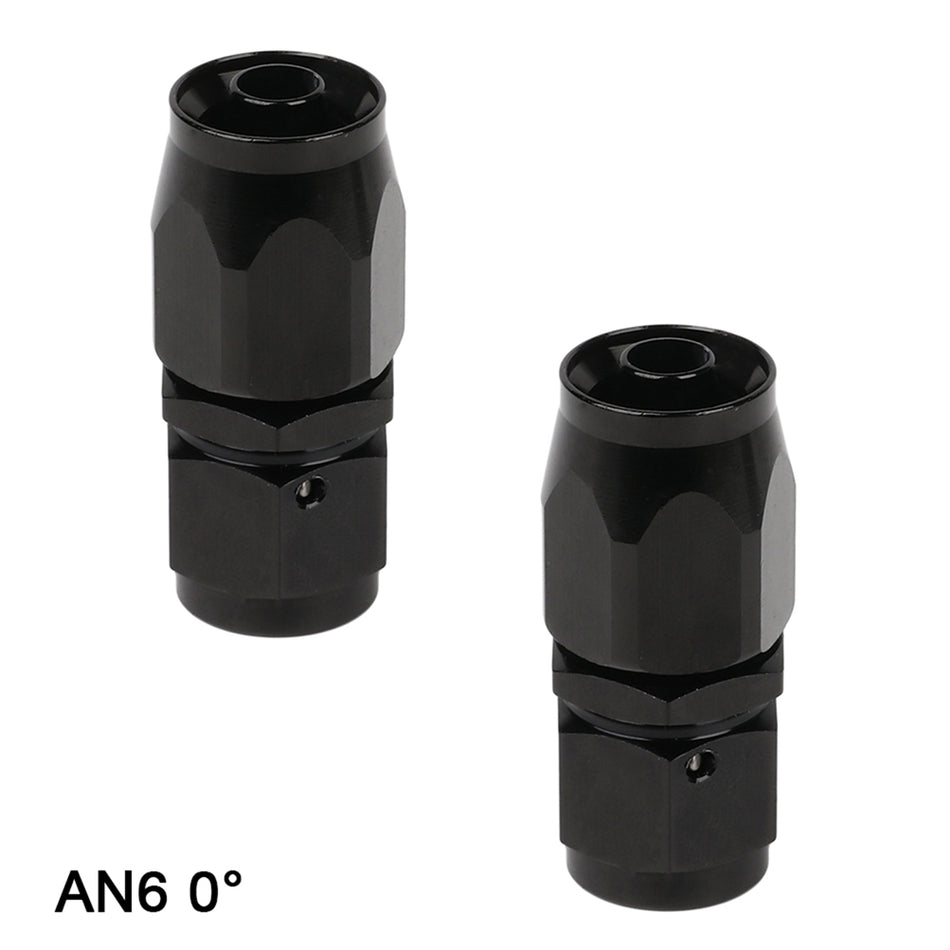 Fuel Hose End Fitting Adaptor AN6 Black Straight Swivel
