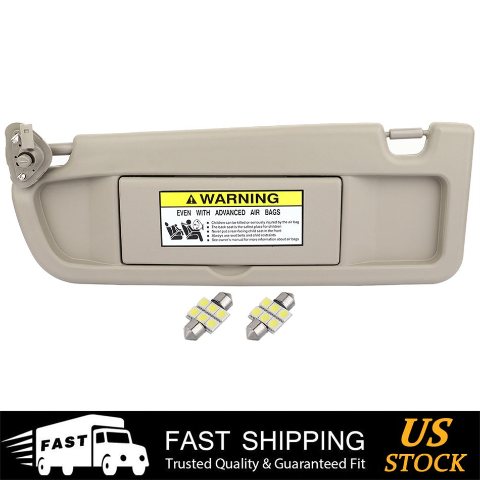 WARM GRAY Driver left Sun visor for 2006-2011 Honda Civic W/ Mirror Lights Free