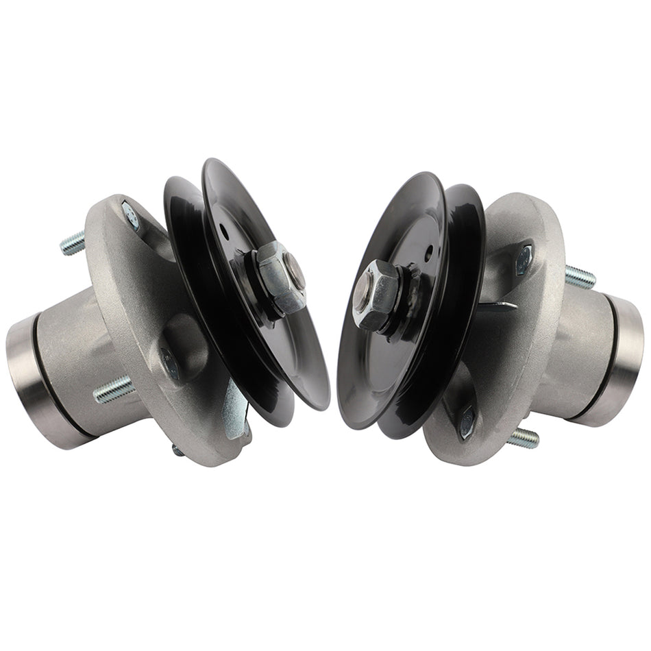 2 Spindle Assembly For John Deere 38 inch Deck Am108925 W/ Pulley & Grease Zerk