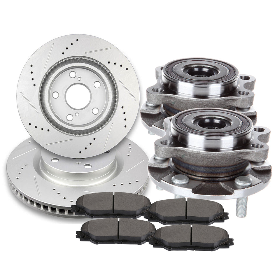 Brake Rotor Ceramic Pads & Wheel Hub 11-16 Scion tC 06-12 Toyota RAV4 Front 298.5mm 5Lugs 8Pcs