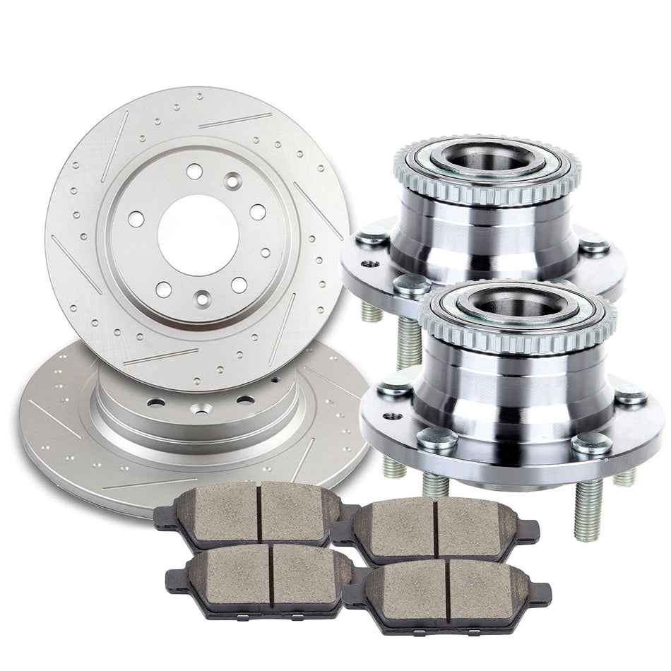 Brake Rotors and Pads Wheel Hub For 06-12 Ford Fusion 07-12 Lincoln MKZ Rear 279.4mm 5 Lugs 8 Pcs