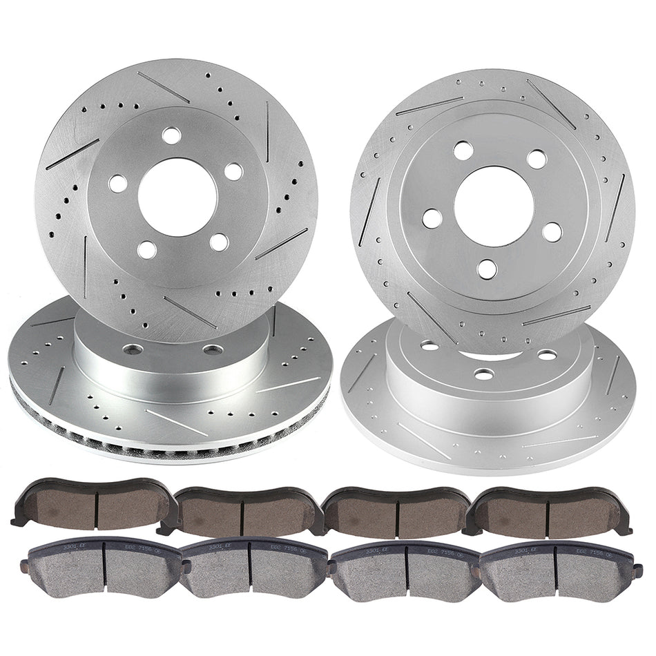 2003-2007 Jeep Liberty Ceramic Brake Pads And Rotors Front Rear