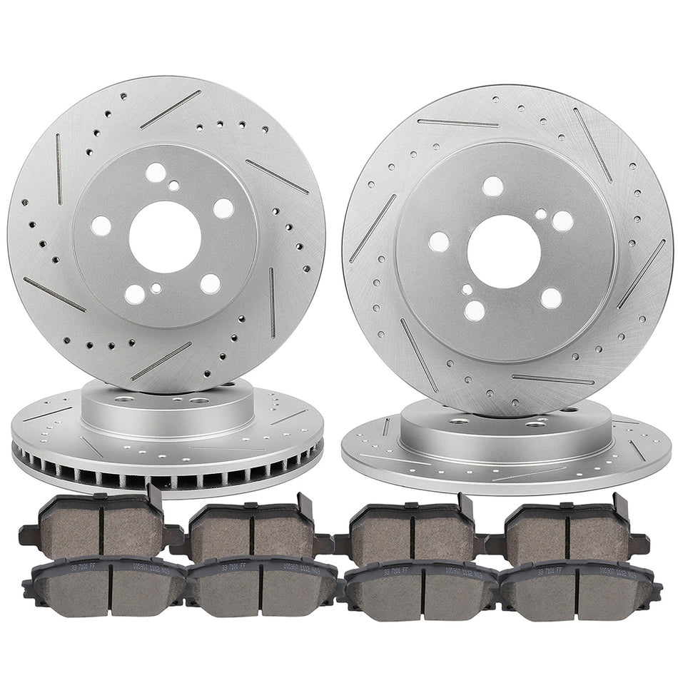 Brake Pads And Rotors 11-17 Lexus CT200h 10-15 Toyota Prius Front Rear Ceramic