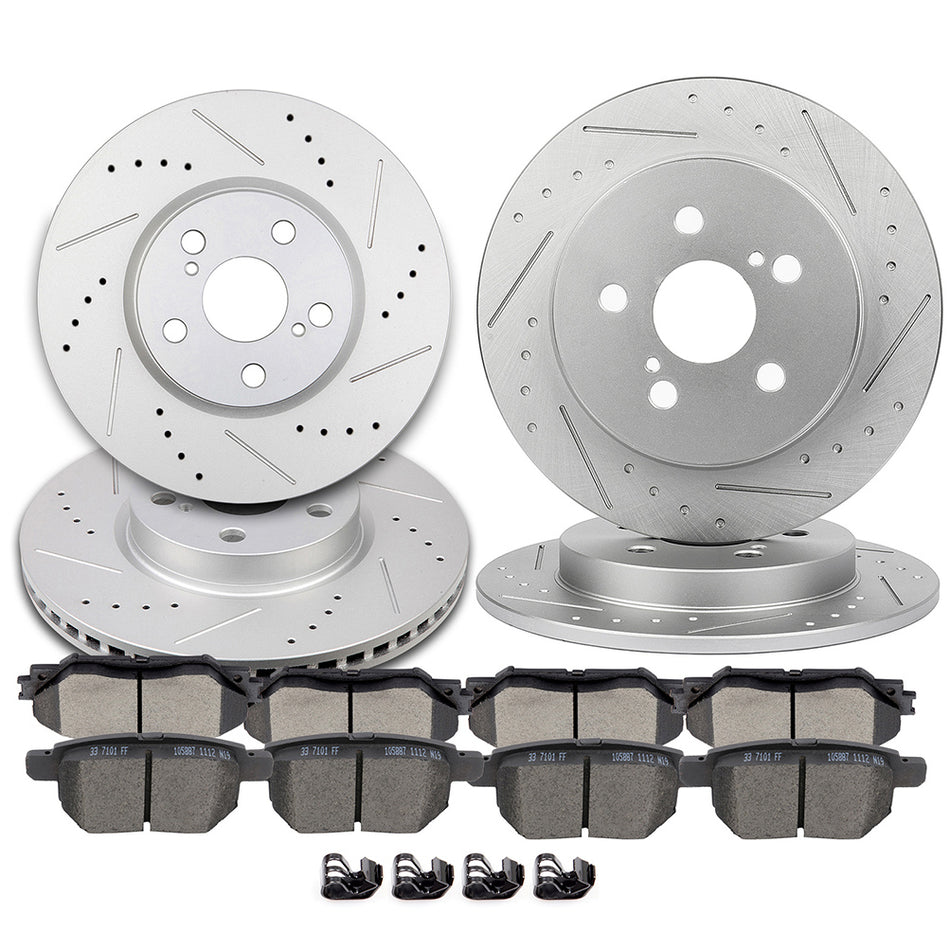 Brake Pads And Rotors 09-10 Pontiac Vibe 09-13 Toyota Matrix Front Rear Ceramic