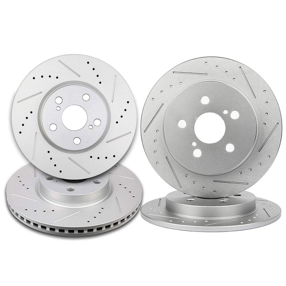 Brake Rotors Front Rear Drilled Slotted For 09-10 Pontiac Vibe 09-19 Toyota Corolla