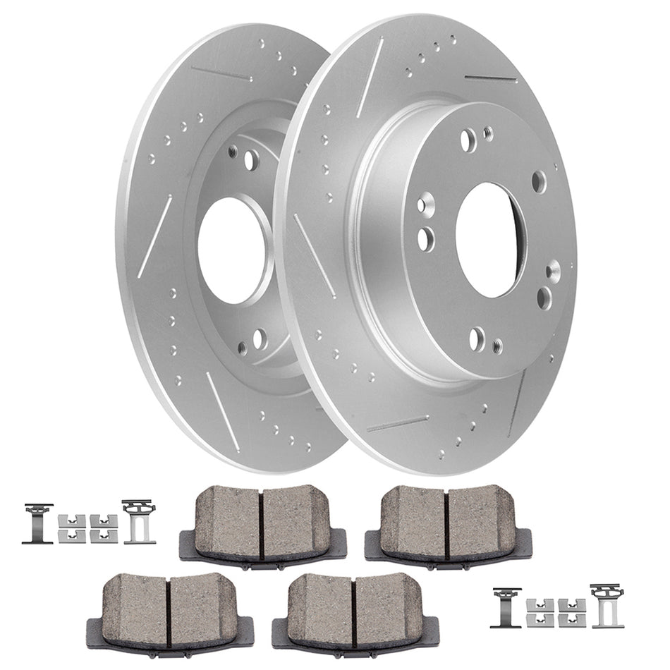 Brake Rotors Ceramic Pads Hardware 13-15 Acura ILX 06-15 Honda Civic Rear 260mm
