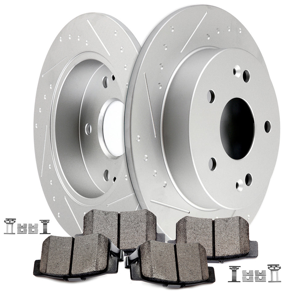 Rear Brake Rotors Ceramic Pads For 06-15 Honda Civic 97-01 Honda Prelude W/ Hardware