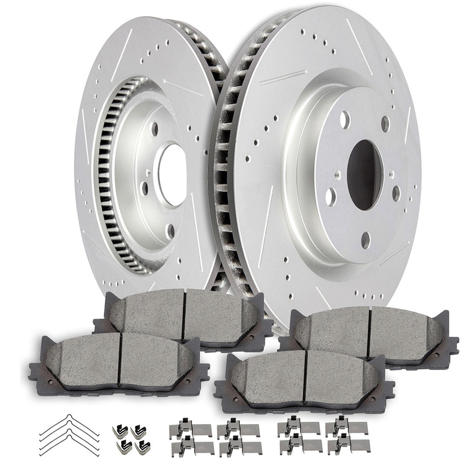 Brake Rotor Ceramic Pads For 13-18 Lexus ES300h 07-18 Lexus ES350 Front 296mm 5 Lugs 7 Pcs