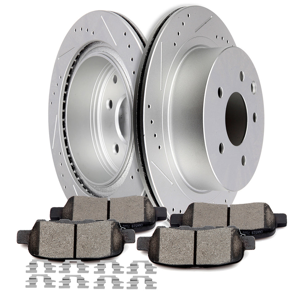 Brake Rotors Ceramic Pads For 11-13 Nissan LEAF 10-12 Nissan Rogue W/ Hardware