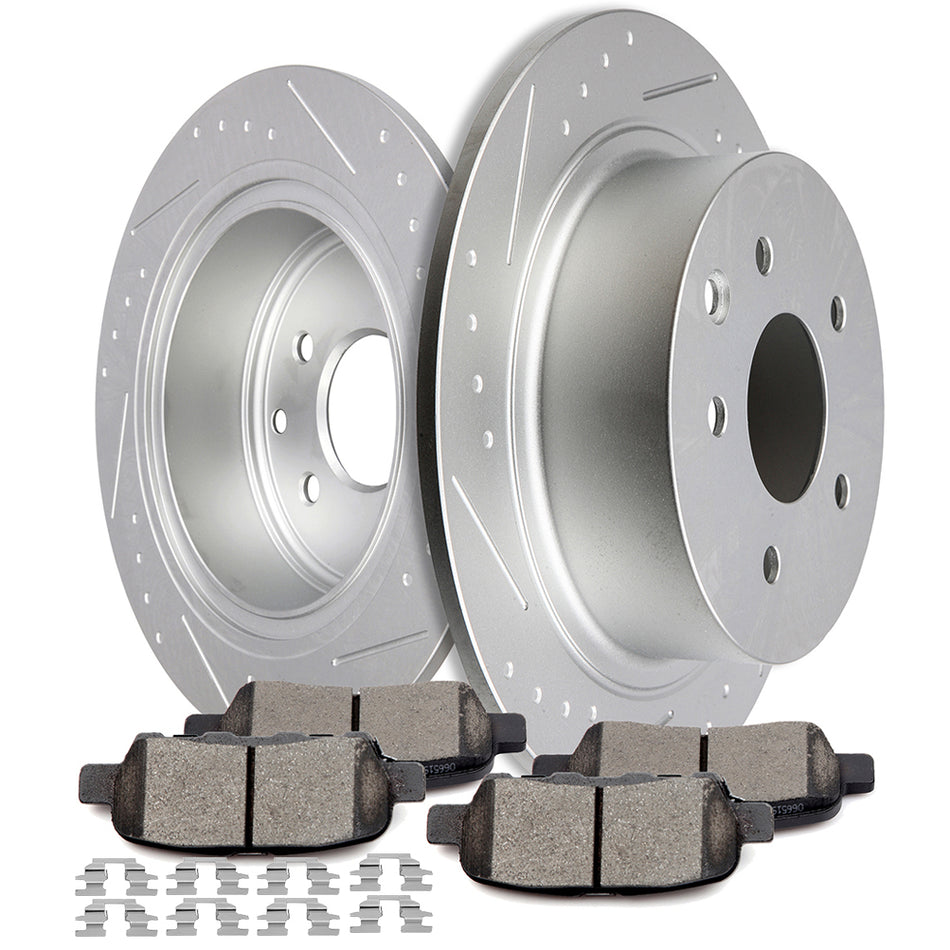 Rear Brake Rotors & Pads Fits 02-18 Nissan Altima 07-17 Nissan Sentra W/ Hardware