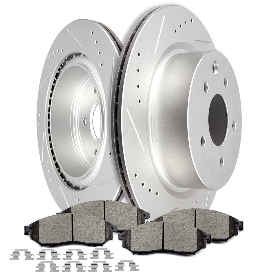Brake Rotors And Ceramic Pads Fits 06-09 Nissan 350Z 09-17 Nissan 370Z