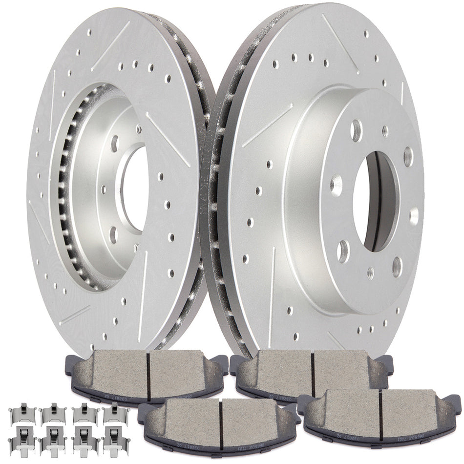 Brake Rotor Ceramic Pads Hardware 90-00 Honda Civic 93-97 Honda Civic del Sol Front 4Lugs