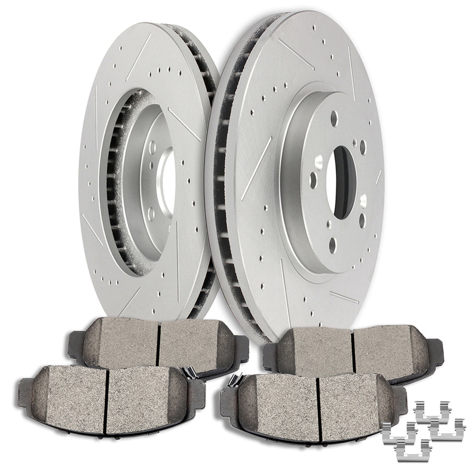 Brake Rotors Ceramic Pads with Hardware 01-03 Acura CL 99-08 Acura TL Front 300mm 5Lugs