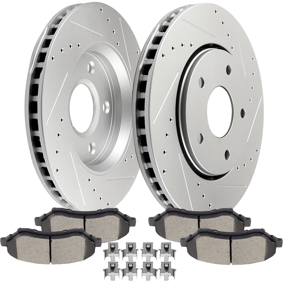 Brake Rotors Ceramic Pads Hardware 08-11 Dodge Grand Caravan 09-11 Dodge Journey Front