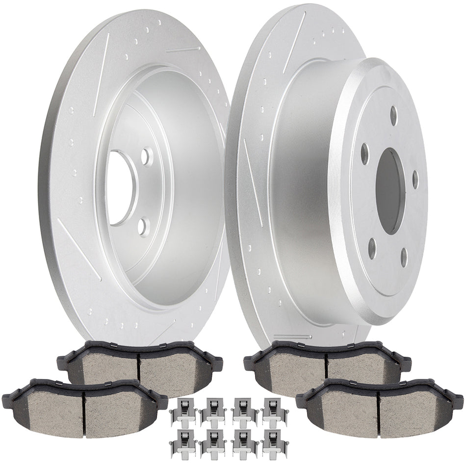 Rear Brake Rotors & Ceramic Pads For 07-17 Jeep Wrangler 18 Jeep Wrangler JK