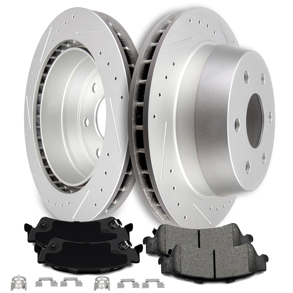 Brake Rotors Pads Hardware 6 Lugs For 2002 Chevrolet Tahoe GMC Yukon Rear
