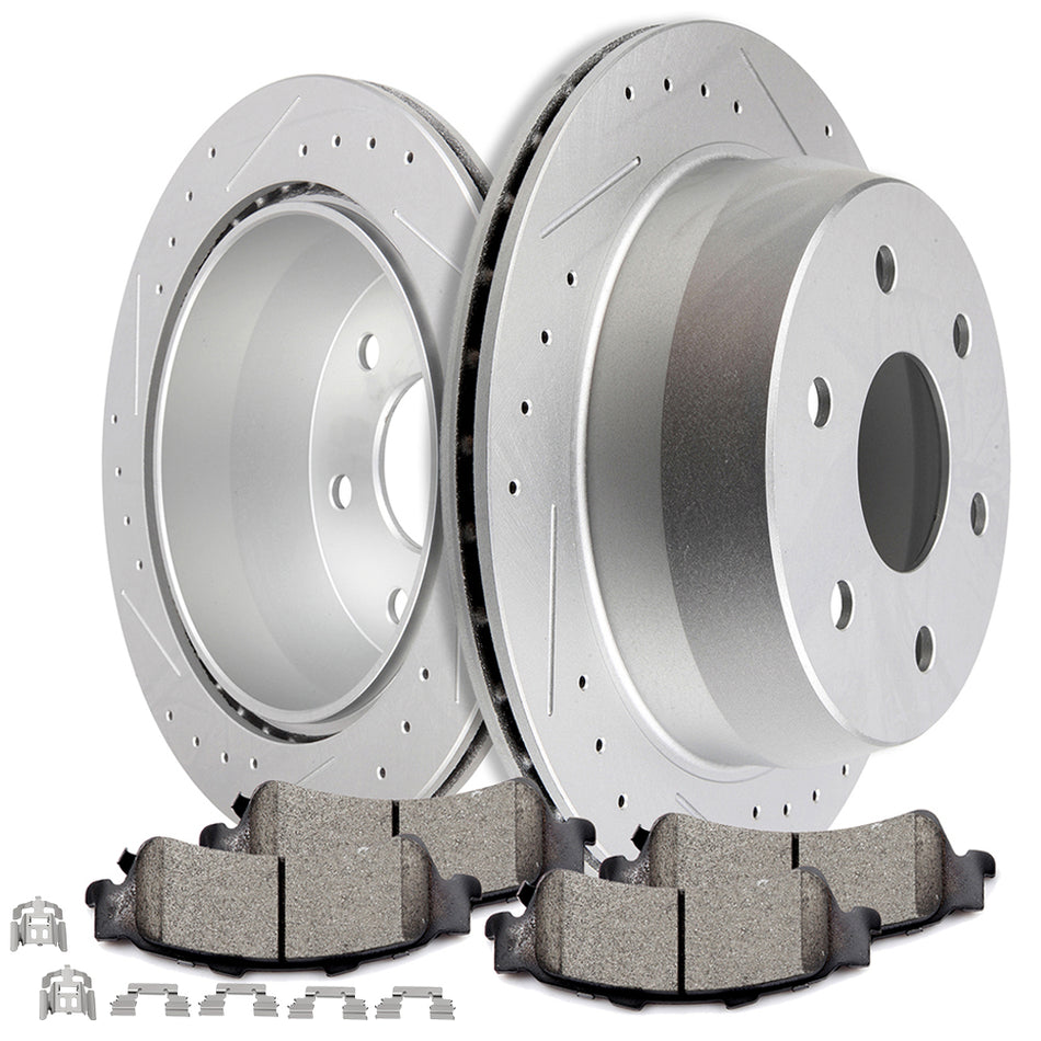 Rear Brake Rotors Pads For 99-06 GMC Sierra 1500 Yukon W/Hardware Replacement