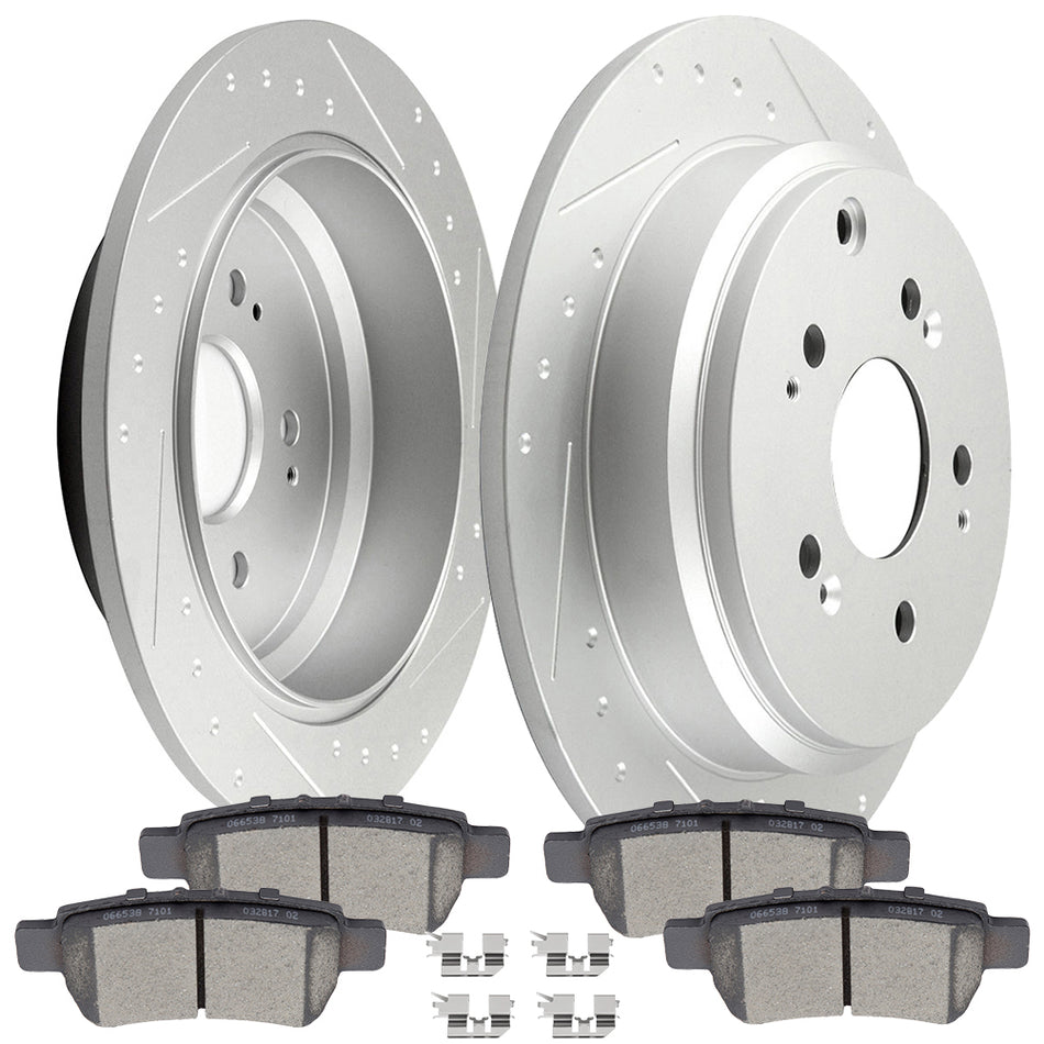 2005-2010 Honda Odyssey Rear Brake Rotor Ceramic Pads with Hardware