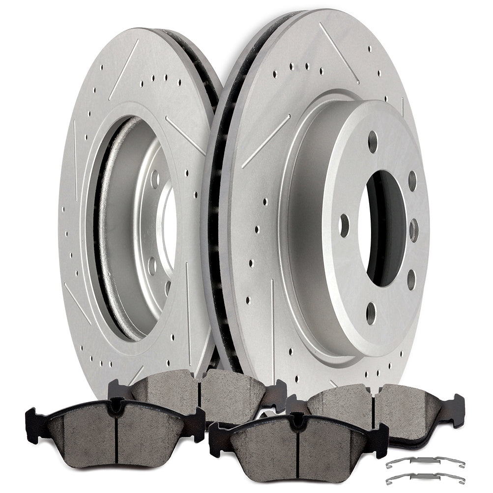 Front 300mm 5Lug Brake Rotor Ceramic Pads W/ Hardware for 01-05 BMW 325i/325xi 99-00 BMW 328i Only for Auto