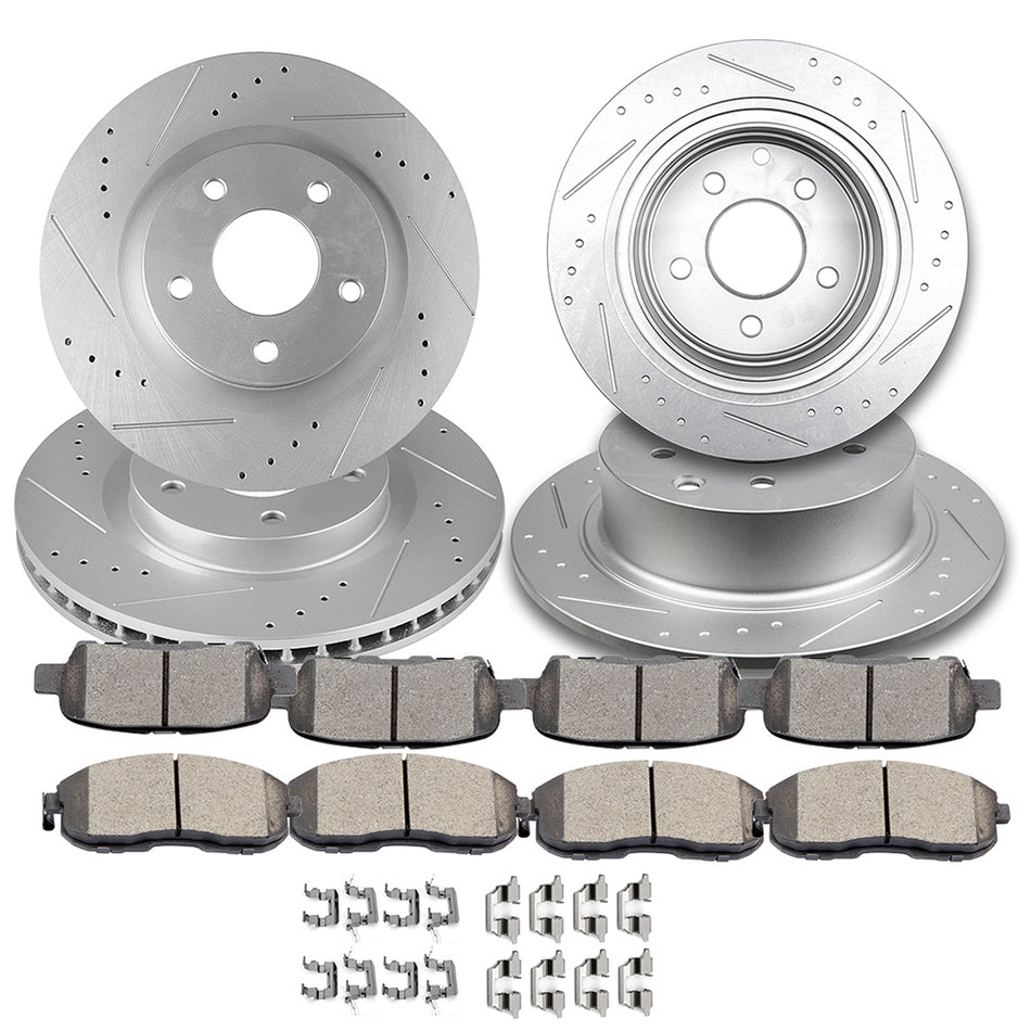 2007-2012 Nissan Sentra Front Rear Ceramic Brake Pads And 5 Lug Rotors