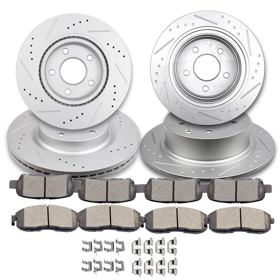 2007-2013 Nissan Altima Ceramic Brake Pads And Rotors Front Rear Drill Slot