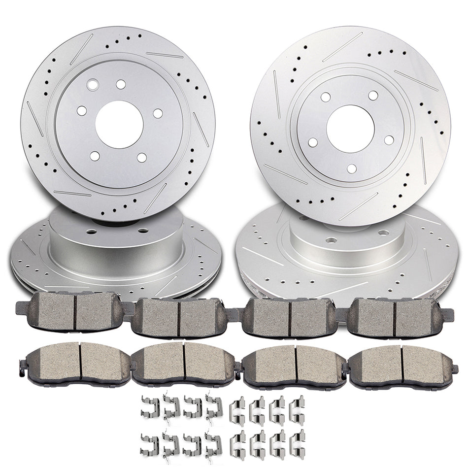 Ceramic Brake Pads And 5 Lug Rotors Front Rear For 03-05 INFINITI G35 Nissan 350Z