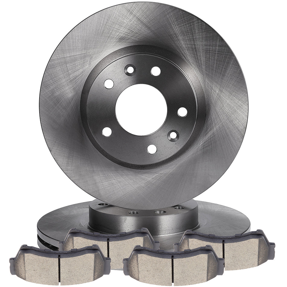 Front 298.5mm Brake Rotors And Pads For 06-12 Ford Fusion 06-13 Mazda 6
