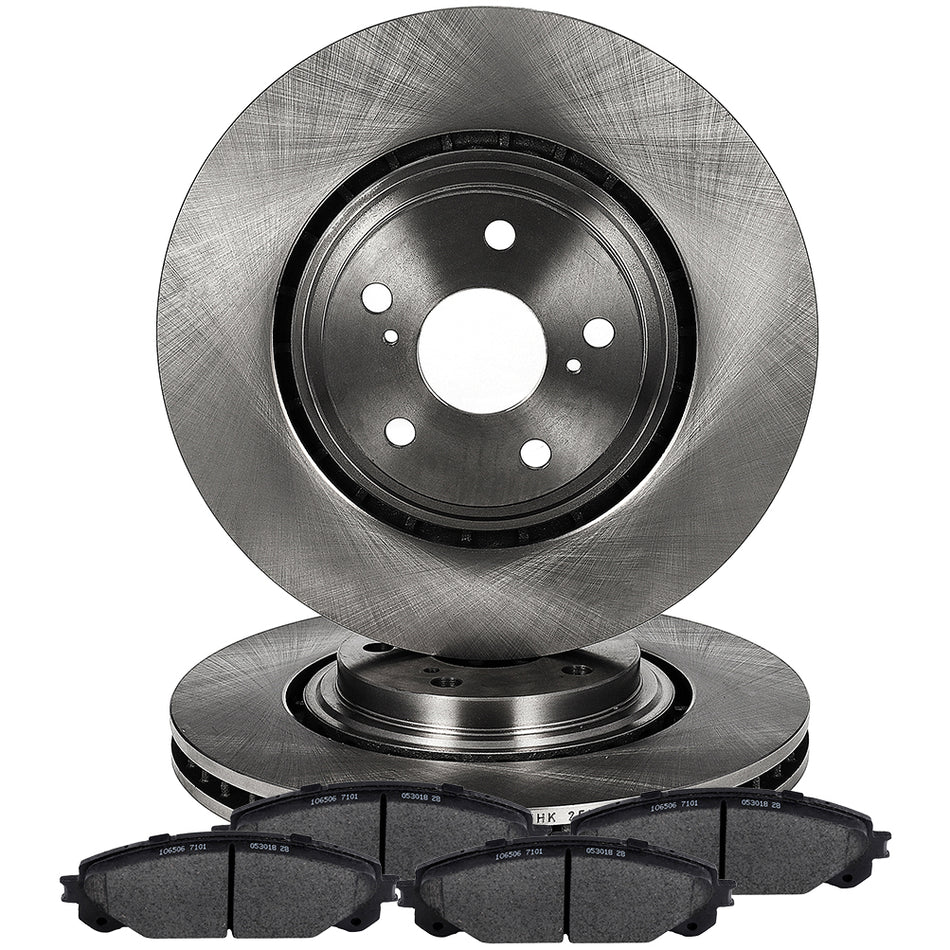 Front 330.2mm Brake Rotors And Pads For 08-19 Toyota Highlander 11-19 Toyota Sienna