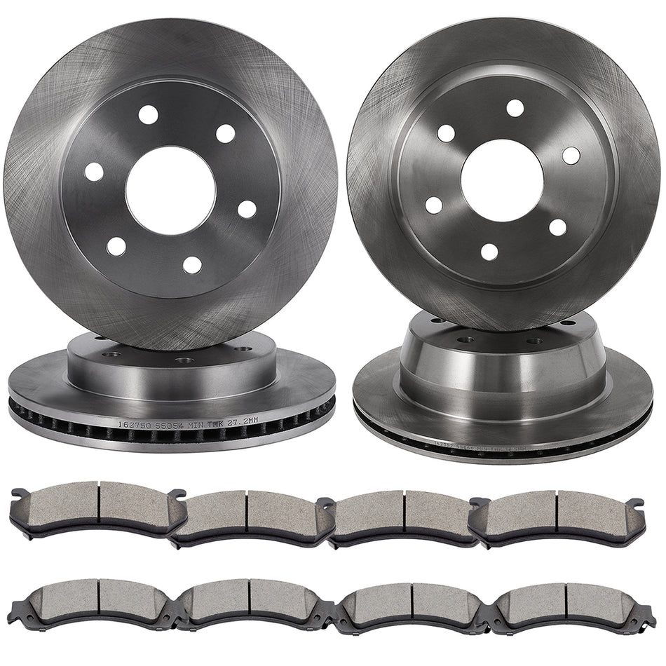 Ceramic Brake Pads And Rotors 00-02 Chevrolet Tahoe GMC Yukon Front Rear