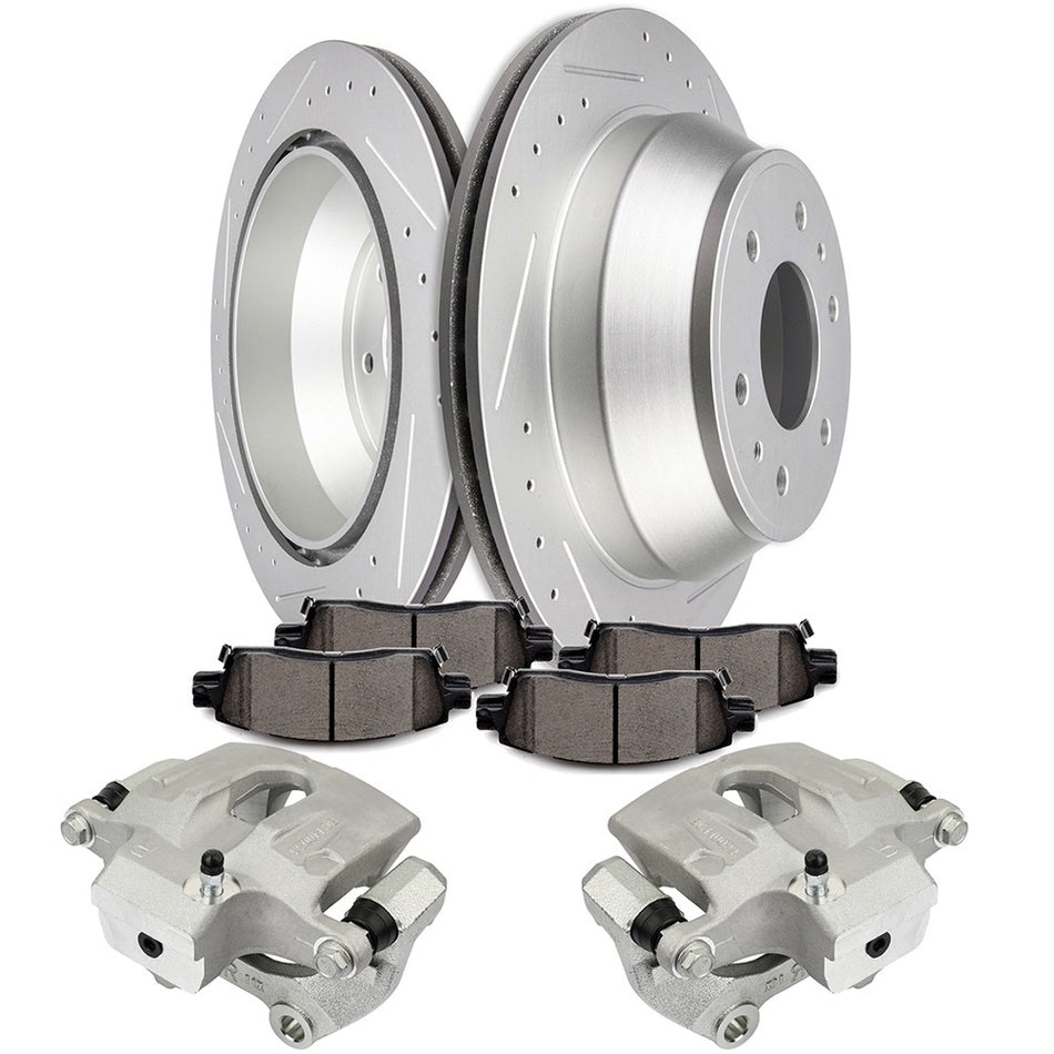 Rear Brake Rotors Ceramic Pads Calipers For Trailblazer Envoy Ascender Bravada