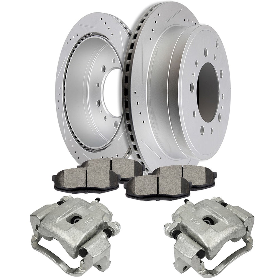 Rear Brake Rotors Ceramic Pads Calipers For Toyota Sequoia Tundra 2008-2017