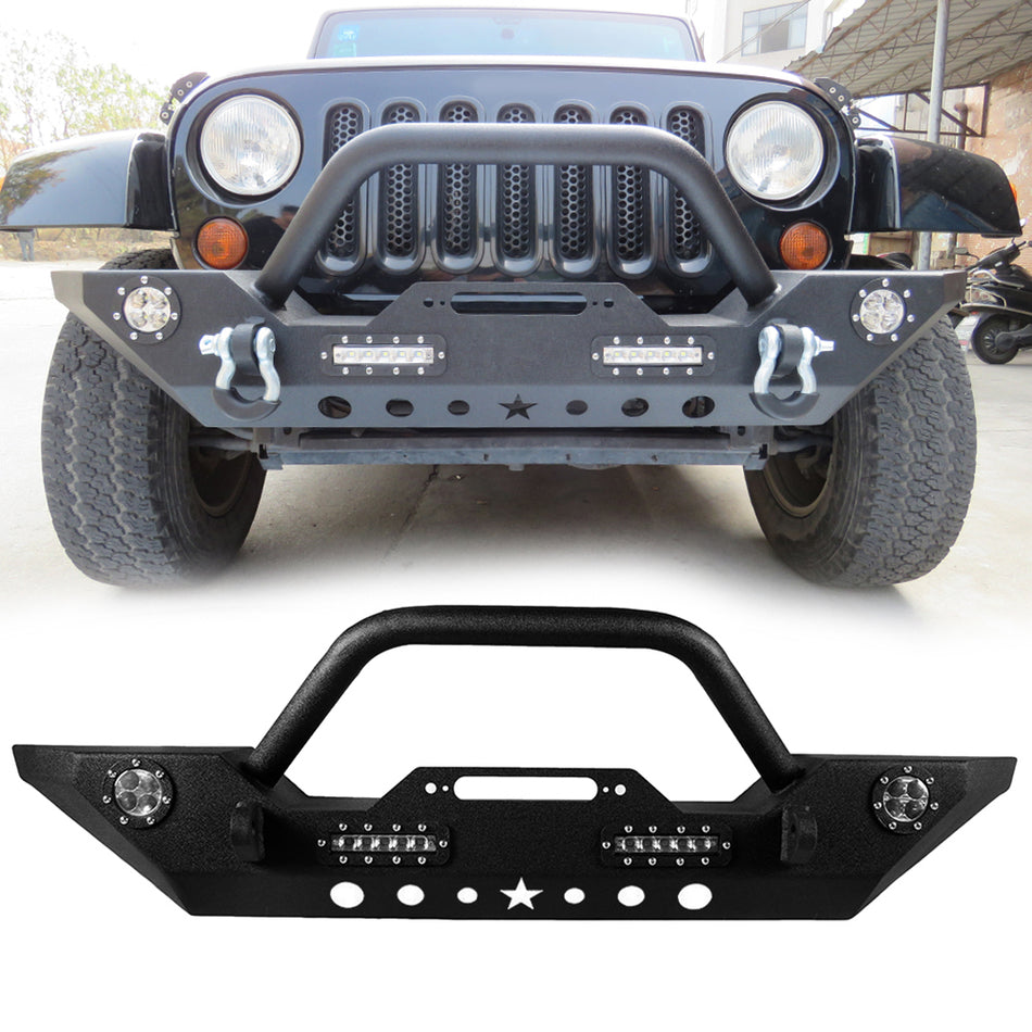 Front & Rear Steel Step Bumper for 2007-2017 Jeep Wrangler -2 PCS