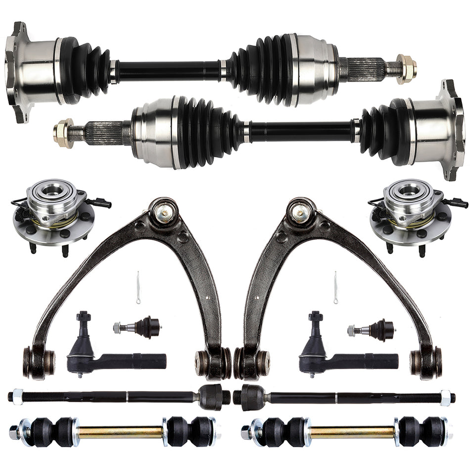 Suspension Kit For 07-14 Cadillac Escalade GMC Yukon & Wheel Hub Bearing CV Axle Shaft 14Pcs
