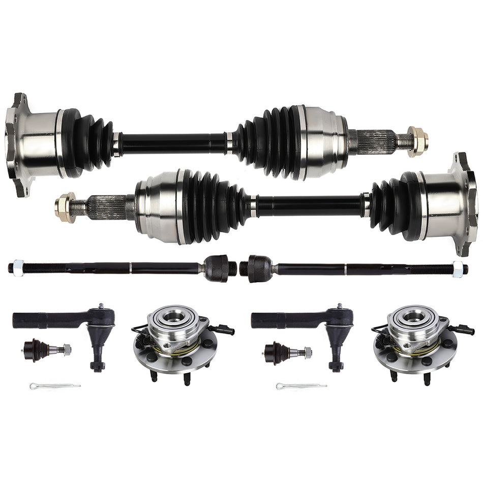 Front Tie Rod End Ball Joint For 07-14 Cadillac Escalade GMC Yukon & Wheel Bearing CV Axle 10Pcs