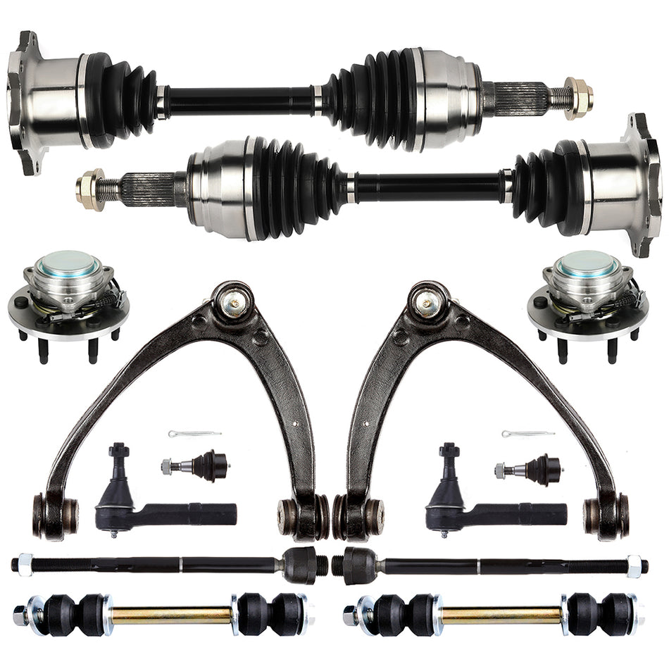 Front Control Arm with Wheel Hub Bearing CV Axle Shaft For 2007-2014 GMC Yukon