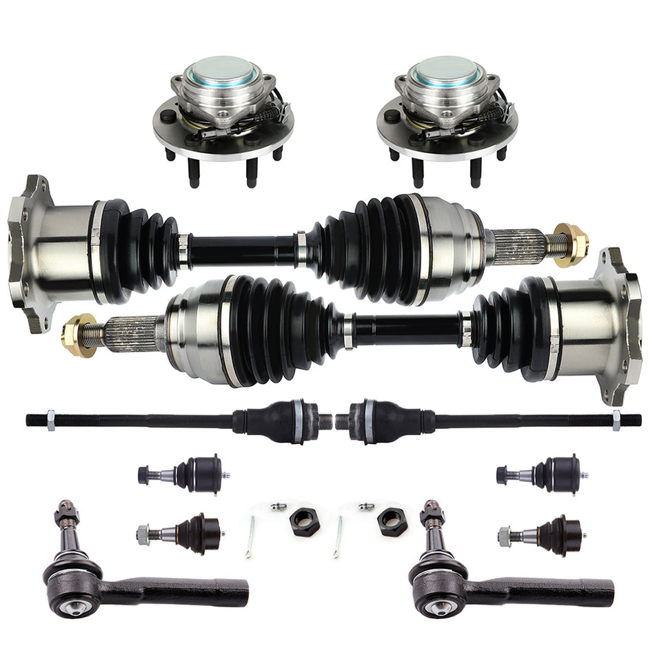 Front Tie Rod End Wheel Hub Bearing CV Axle Shaft For 1999-2006 Silverado 1500