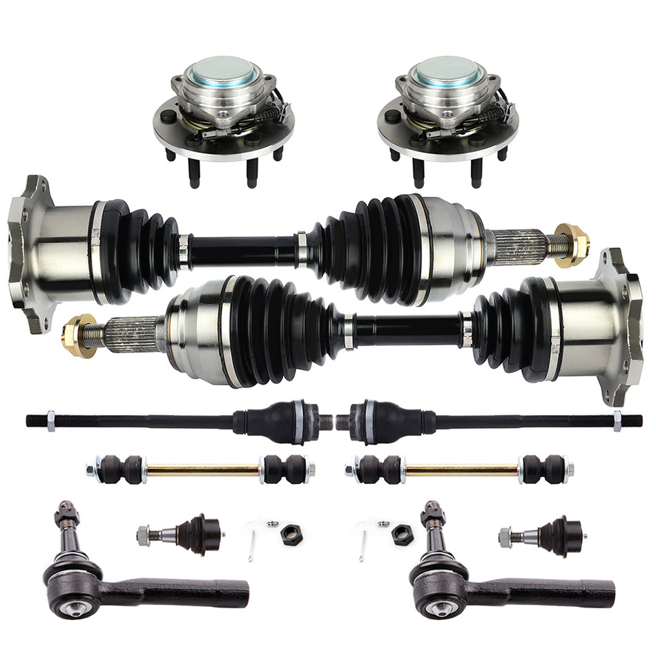 Front Tie Rod End with Wheel Hub Bearing CV Axle Shaft For 2002-2006 Escalade