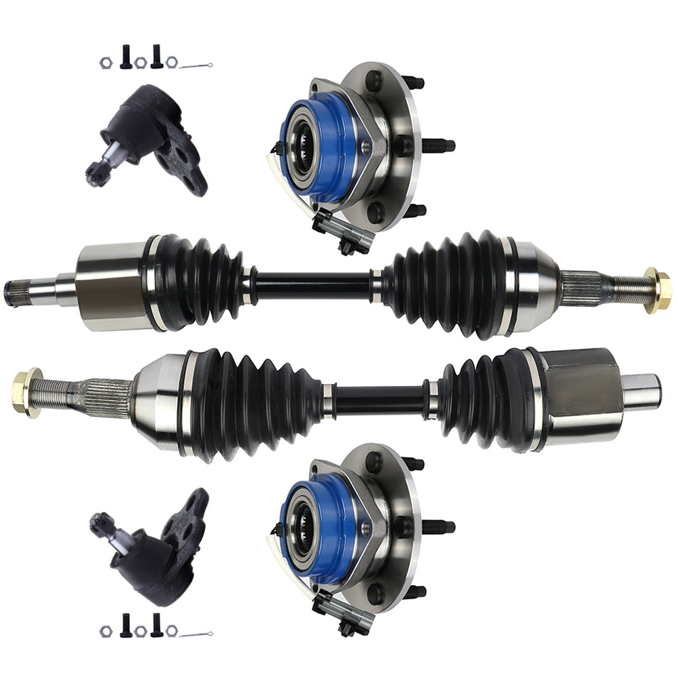 Front Lower Ball Joint with Wheel Hub Bearing CV Axle Shaft For 2000-2011 Impala