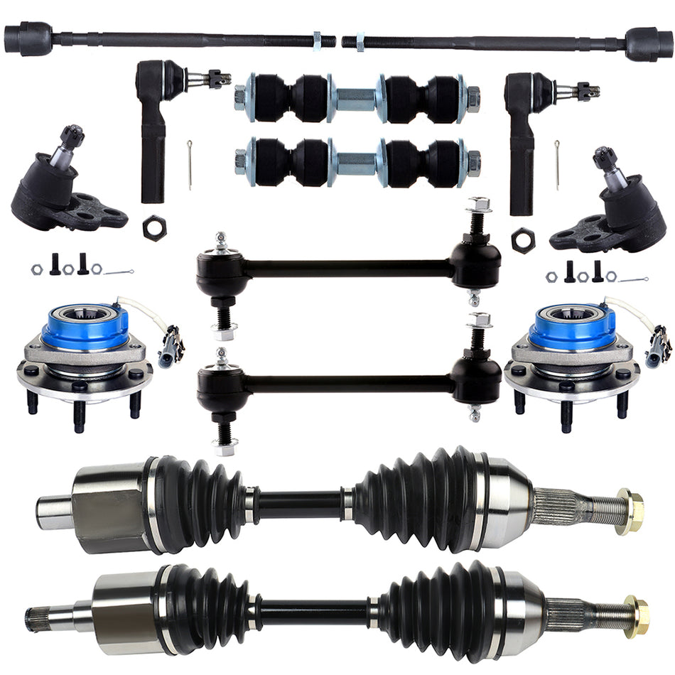Front Tie Rod End with Wheel Hub Bearing CV Axle Shaft For Impala Monte Carlo