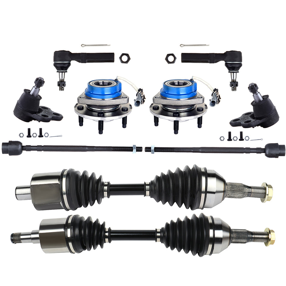 Front Tie Rod End Wheel Hub Bearing CV Axle Shaft For 2000-2011 Chevrolet Impala