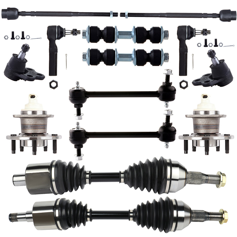 Front Tie Rod End with Wheel Hub Bearing CV Axle Shaft For 1998-2004 Buick Regal
