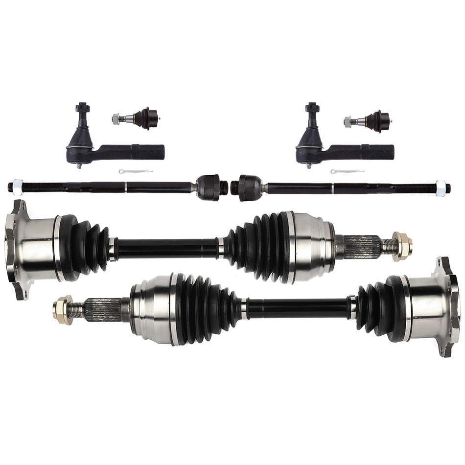 Front Tie Rod Ball Joint For 07-14 Cadillac Escalade Chevrolet Tahoe & CV Axle Shaft 8Pcs
