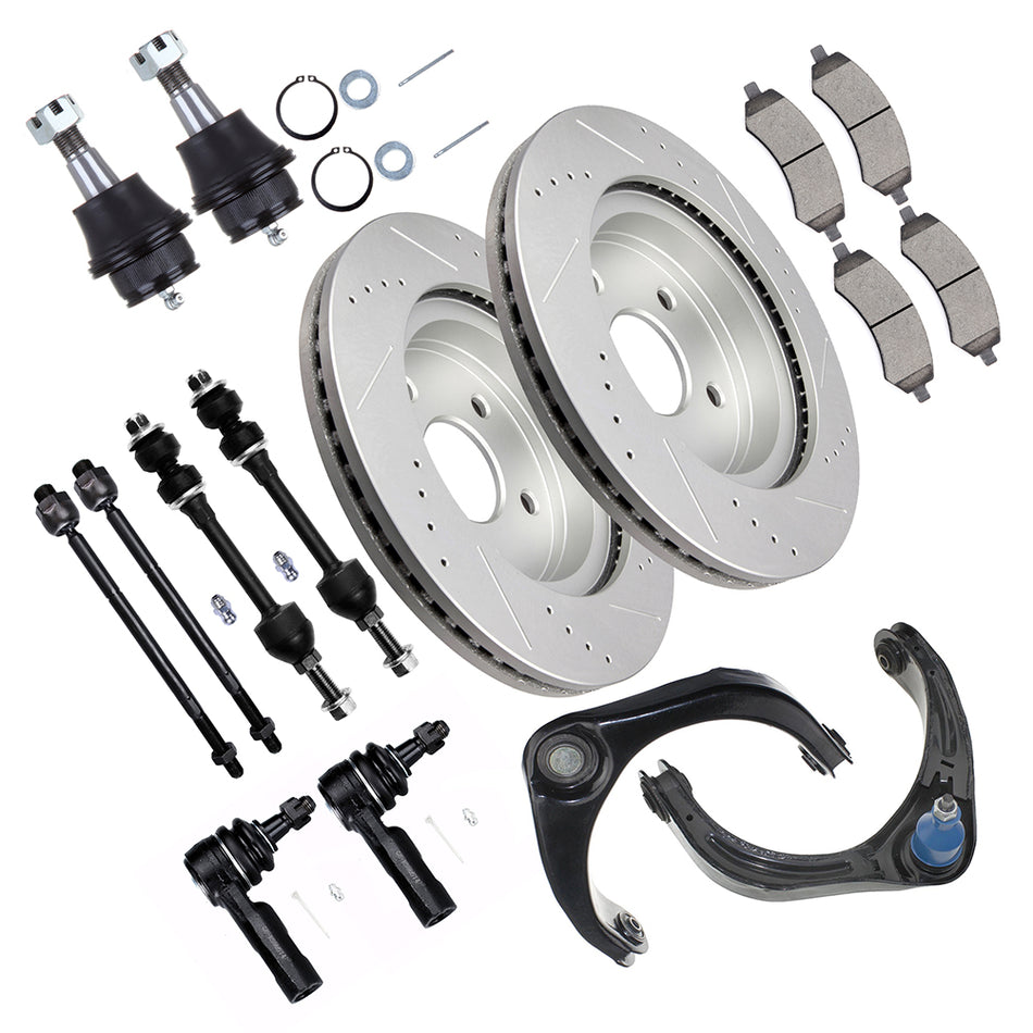Front Upper Control Arm Suspension Brake Rotor Pad For 2006-2008 Dodge Ram 1500