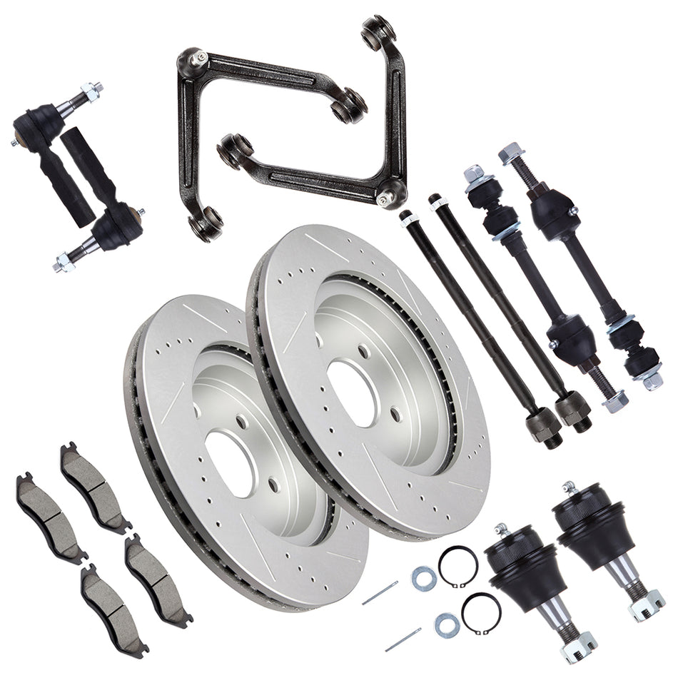Front Upper Control Arm Suspension with Brake Rotor Pad For 02-05 Dodge Ram 1500