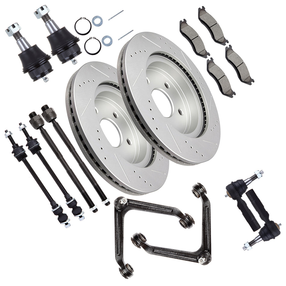 Front Upper Control Arm Suspension with Brake Rotor Pad For 02 03 04 05 Ram 1500