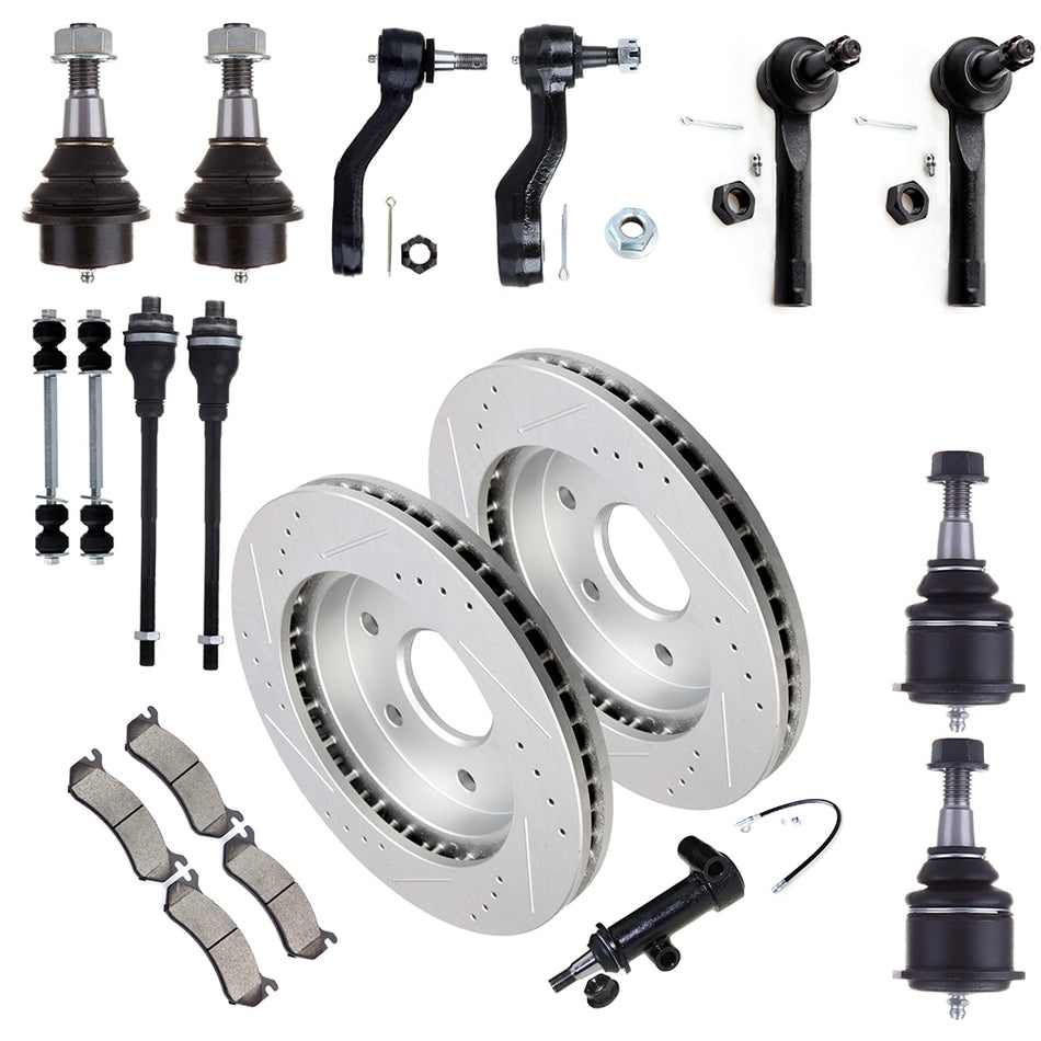 Tie Rod End Brake Rotor Pad For 02-06 Cadillac Escalade Chevrolet Avalanche 1500