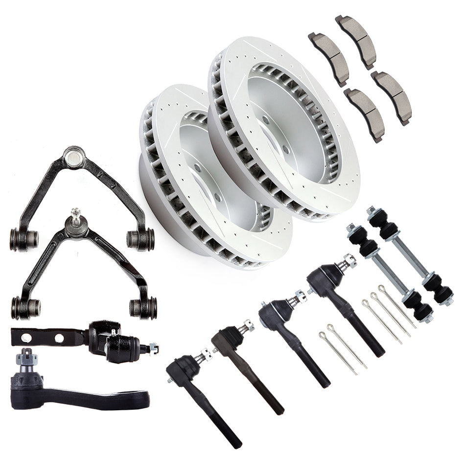 Front Control Arm Suspension Brake Rotor Pad For 2000-2003 Ford F-250 Super Duty